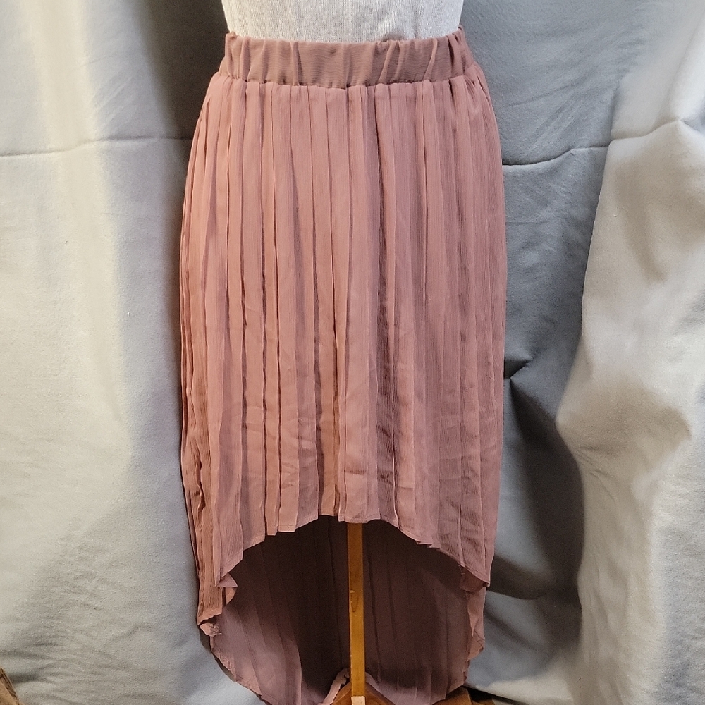 Xhilaration Mauve Sheer High-low Pleated Skirt XS